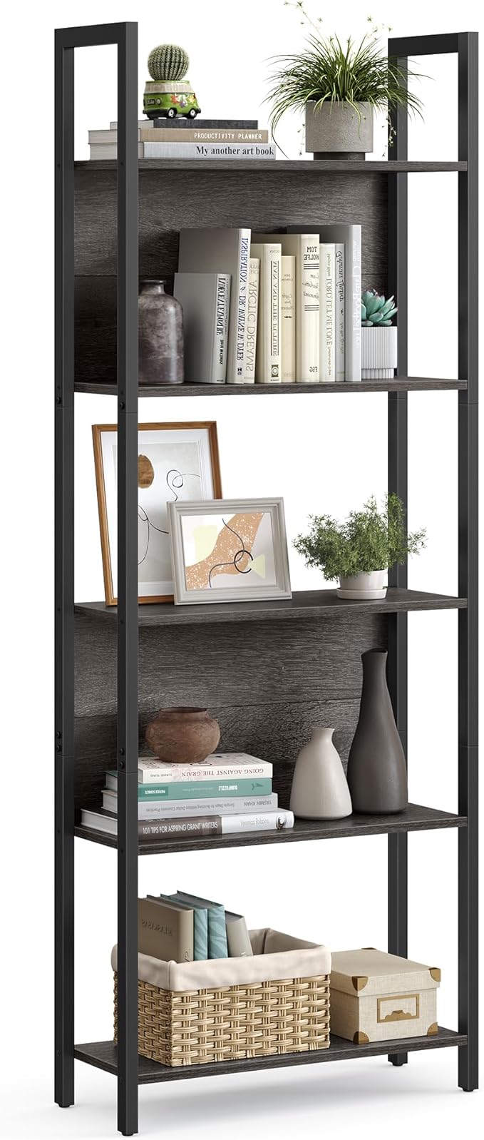 VASAGLE 5-Tier Bookshelf, Book Shelf, Industrial Bookcase, by VASAGLEbySONGMICSHOME
