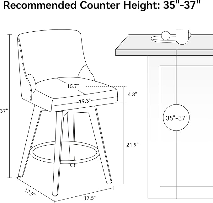 Counter Height Bar Stool, Modern Swivel Barstools - Image 2