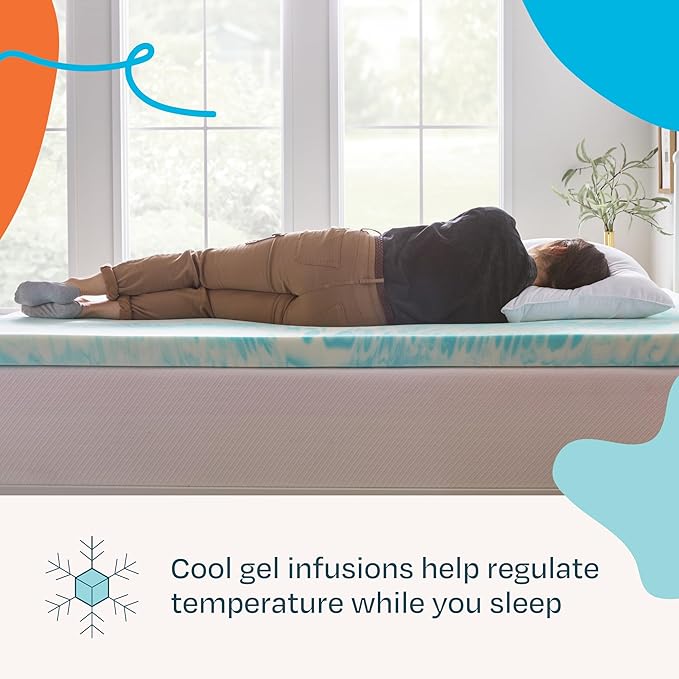Linenspa 3 Inch Gel Swirl Memory Foam Mattress Topper – Cooling Gel Infused – - Image 2