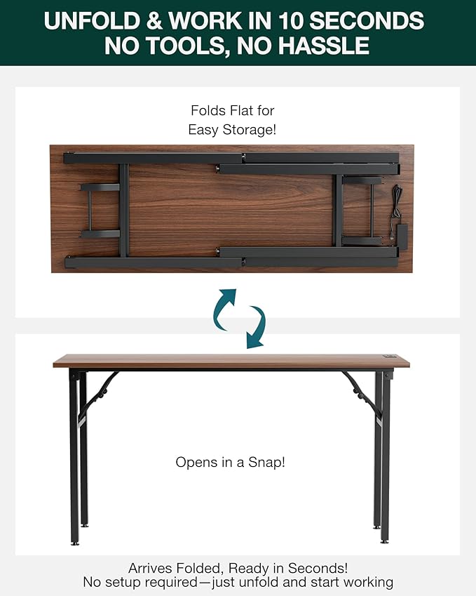 Frylr Small Folding Computer Desk – 55.1 Inch Portable Table - Image 3