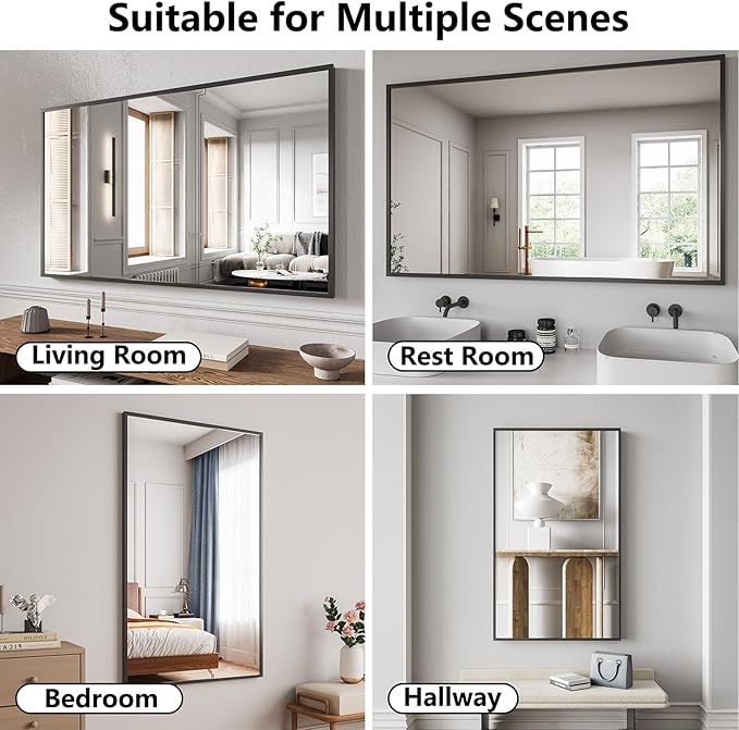 Koonmi Bathroom Mirror 30x50 Black Bathroom Wall-Mounted Mirrors, Modern Vanity - Image 4