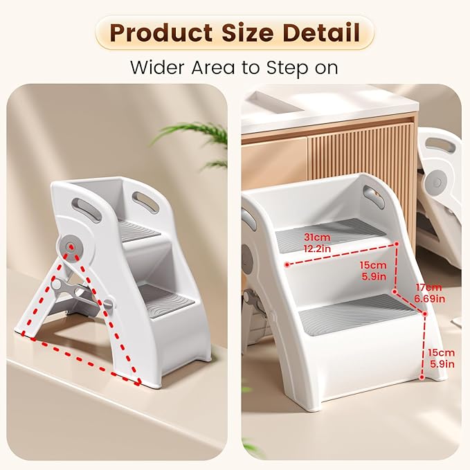 Toddler Step Stool for Bathroom Sink – Non-Slip Kids Step Stool, 100lbs Load - Image 6