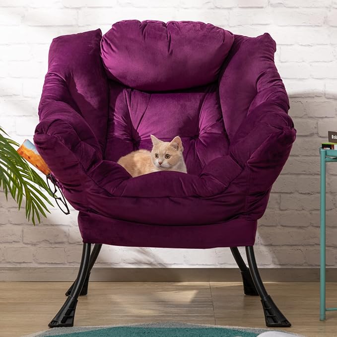 HollyHOME Fabric Large Lazy Chair, Accent Reading Chair, Cozy Lounge Chair - Image 4