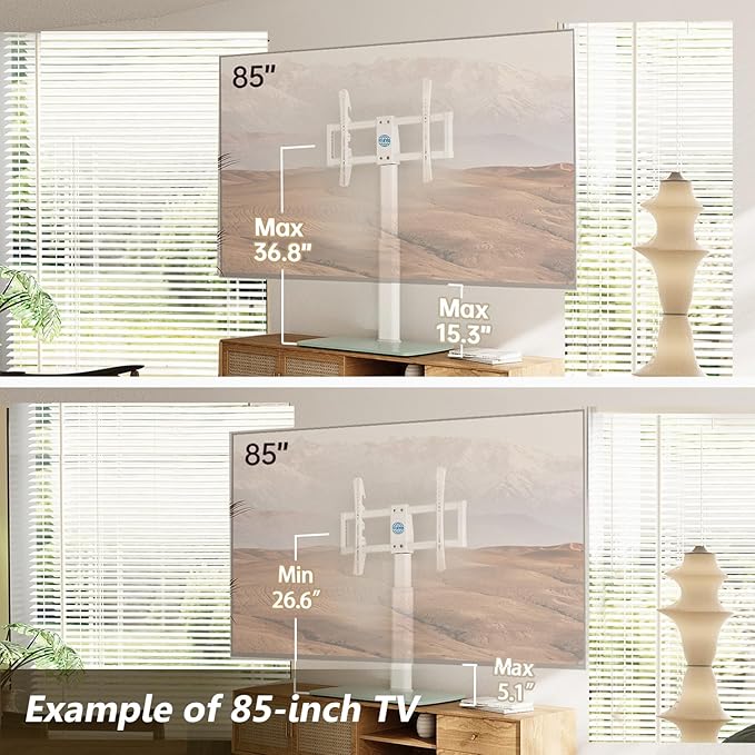 FITUEYES Universal TV Stand, Swivel TV Table Stand - Image 2