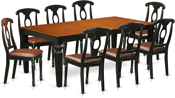 East West Furniture LGKE9-BCH-LC 9 Piece Dining Set Includes a Rectangle Dining by EastWestFurniture