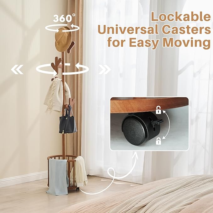 Uniclinens Solid Wood Coat Rack Freestanding - Image 2