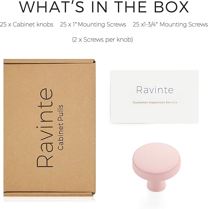 Ravinte 25 Pack Drawer Pulls 1-1/4 Inch Pink Kitchen Cabinet Knobs Solid Round - Image 7