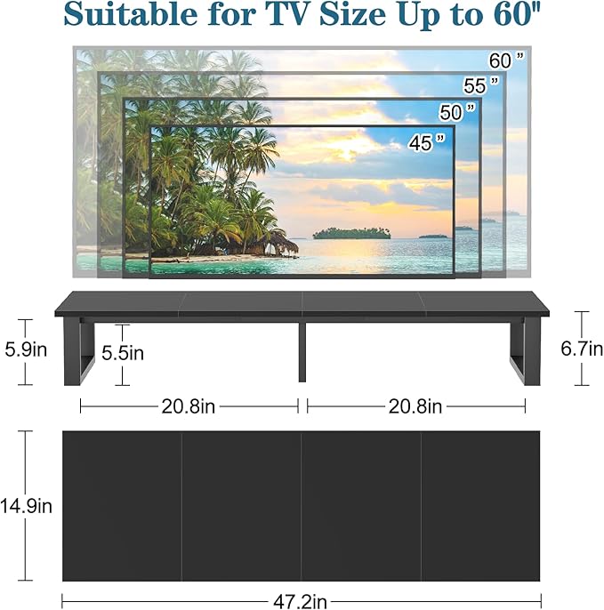 aboxoo 47" TV Riser for 32-60 inch TV, TV Riser Stand Shelf, Tabletop TV Stand - Image 2