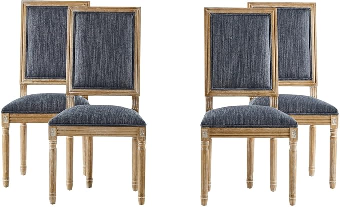 Merax Upholstered Solid Wood Dining Chairs Set of 4, French Country Style - Image 6