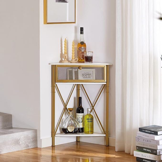 VECELO Cabinet/Table, 3-Tier Display Shelves - Image 6