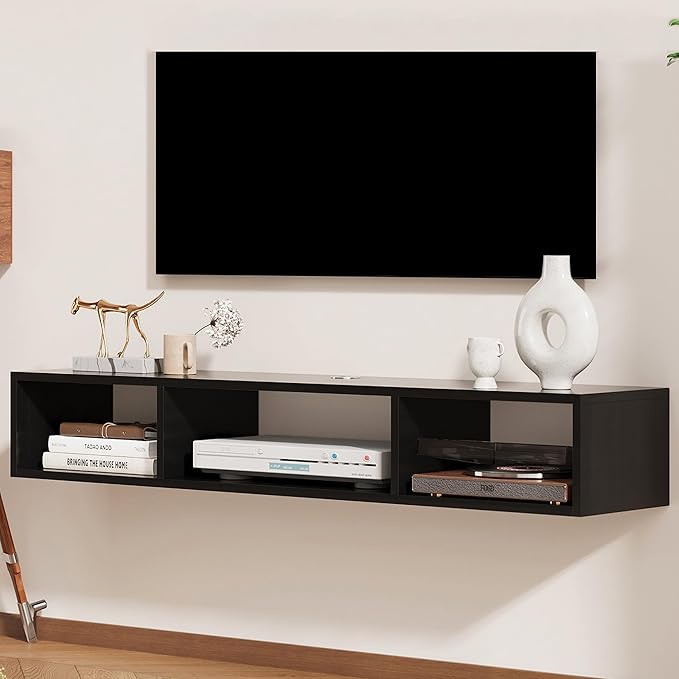55" Floating TV Stand Modern Floating TV Console Wall Mounted Entertainment by HOLTPHILI