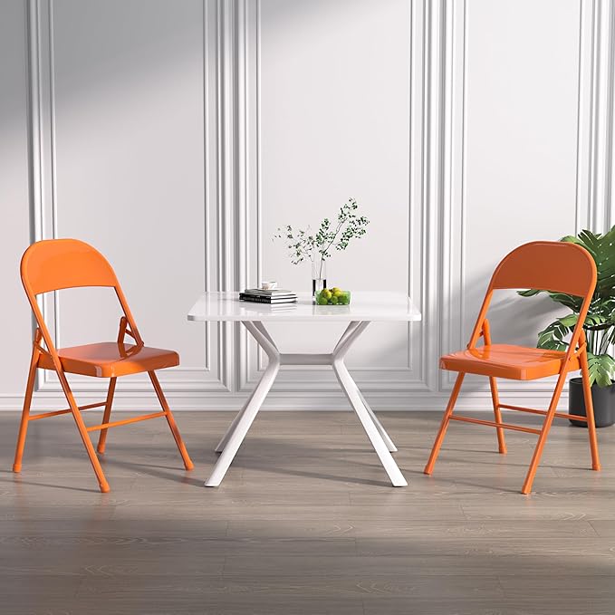 VECELO Metal Frame Steel Folding Mounted Chairs - Image 7