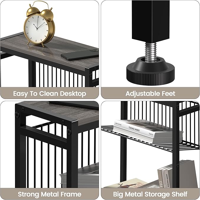 End Table Set of 2 for Small Space, 3-Tier Narrow Side Table - Image 7