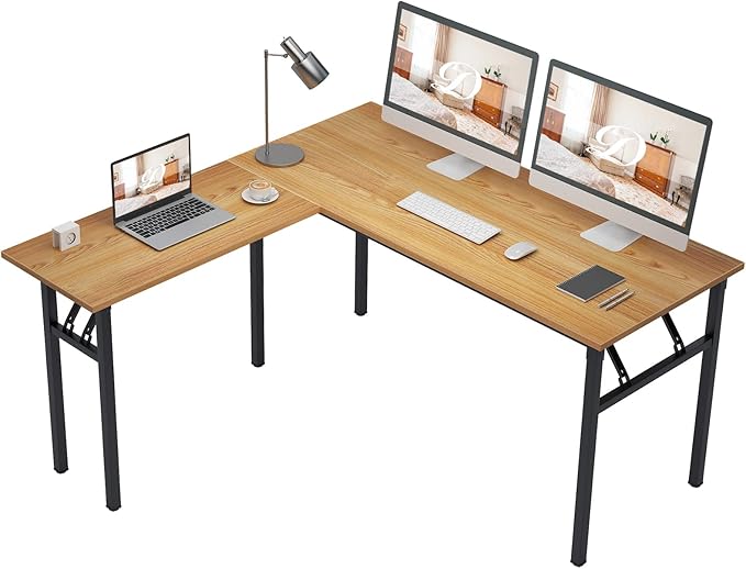 DlandHome Reversible L-Shaped Desk Large Corner Desk Folding Table Computer by DlandHome