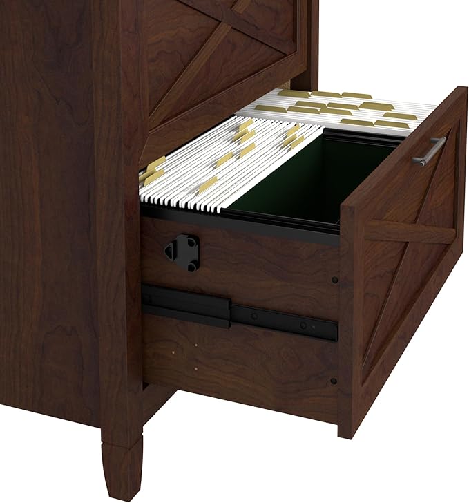 Bush Furniture Key West 2 Drawer Lateral File Cabinet in Bing Cherry - Image 4