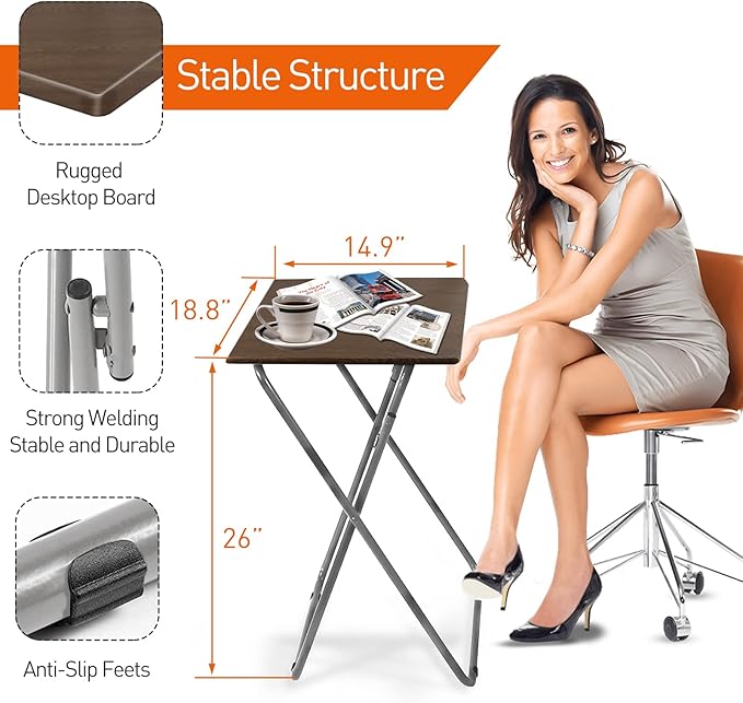 Garden 4 you Folding TV Tray Table on Bed & Sofa, TV Dinner Tray - Image 3