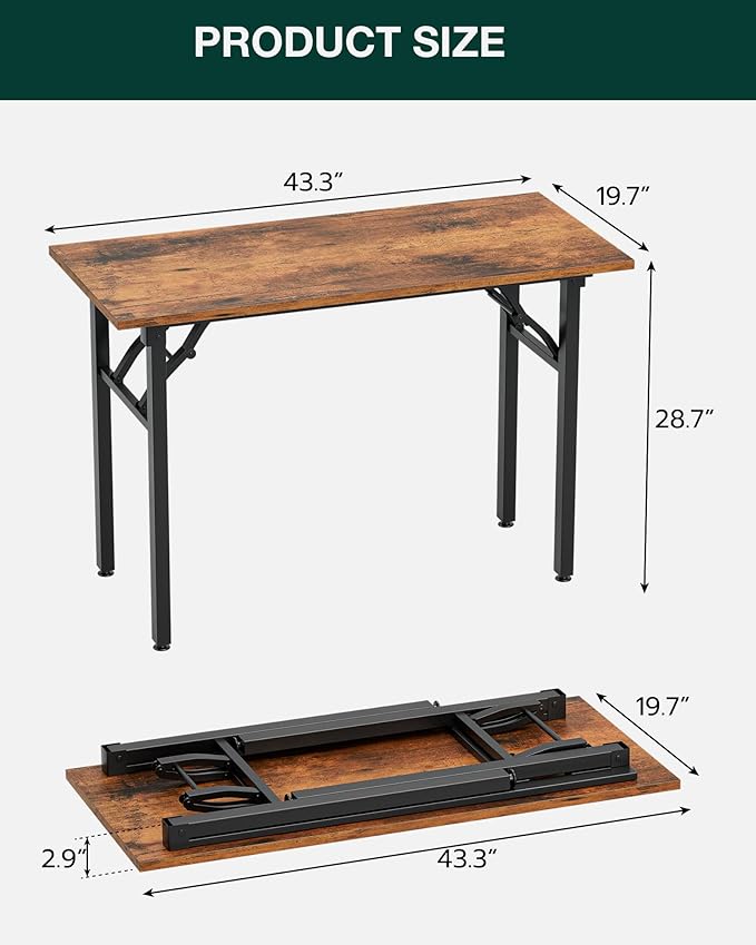 Frylr Small Folding Computer Desk – Portable 43.3 Inch Foldable Laptop Table - Image 2