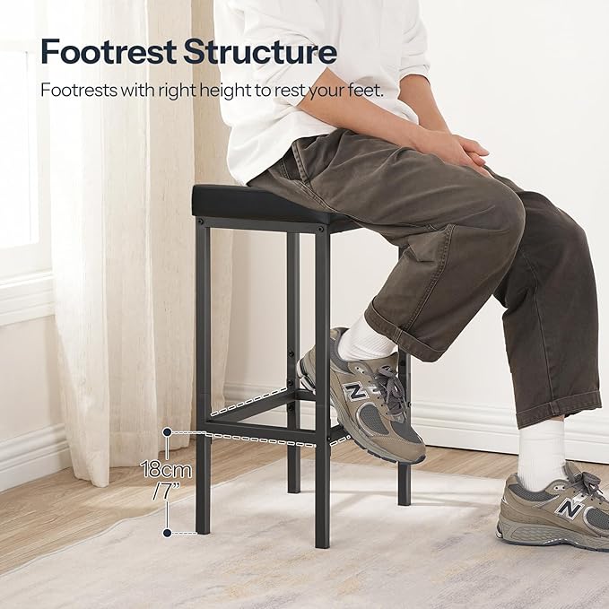 HOOBRO Bar Stools, Counter Height Bar Stools, Saddle Stools, 24.8" Barstools - Image 7