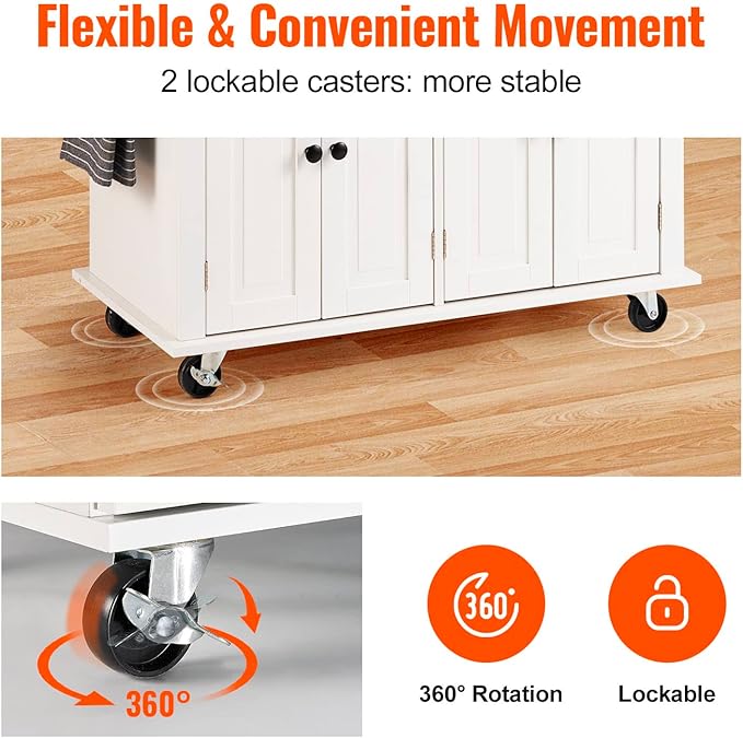 VEVOR Kitchen Island Cart with Solid Wood Top, 35.4" Width Mobile Carts with - Image 3