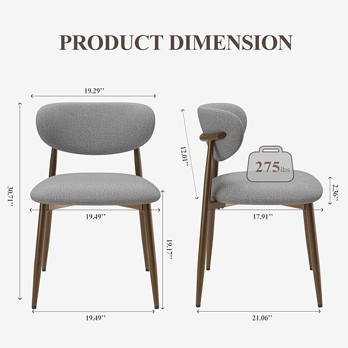 Dining Chairs Set of 2, Ergonomic Fabric Upholstered Seating - Image 2