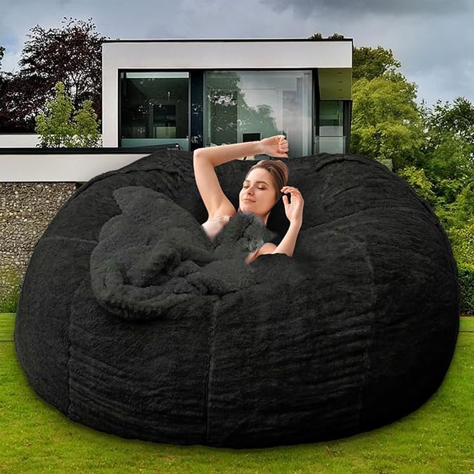 Bean Bag Chair for Adults Kids Without Filling Comfy Fluffy Giant Round Beanbag - Image 8