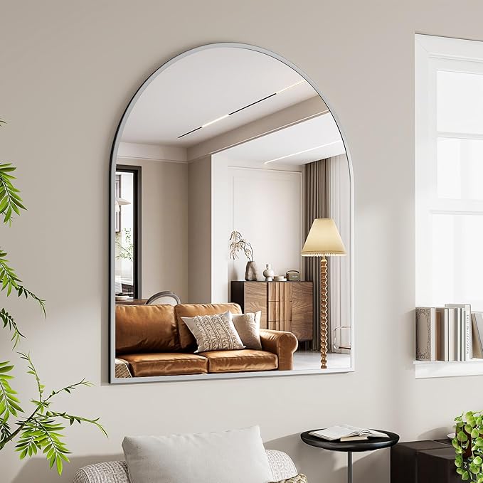 BEAUTYPEAK 36"x48" Arch Bathroom Mirror, Wall Mounted Vanity Metal Frame Mirror - Image 7