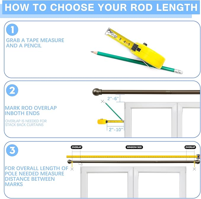 Curtain Rods for Windows 16 to 136 Inches, Curtain Rod Max Adjustable Length of - Image 4