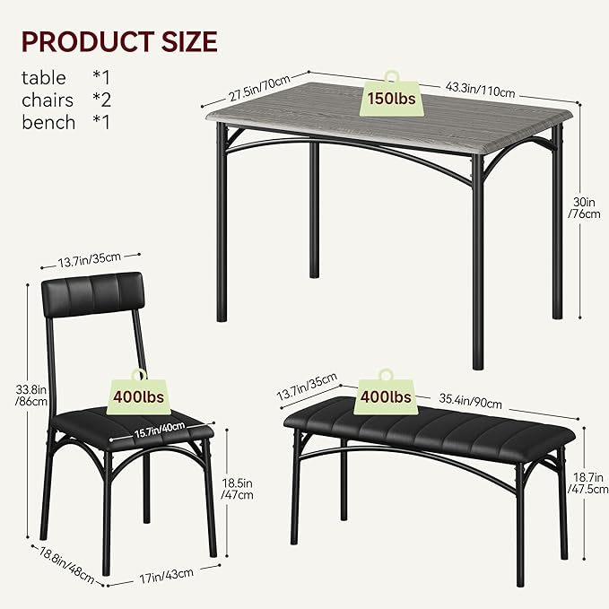 Dining Table Set for 4, Small Dining Table Set - Image 2