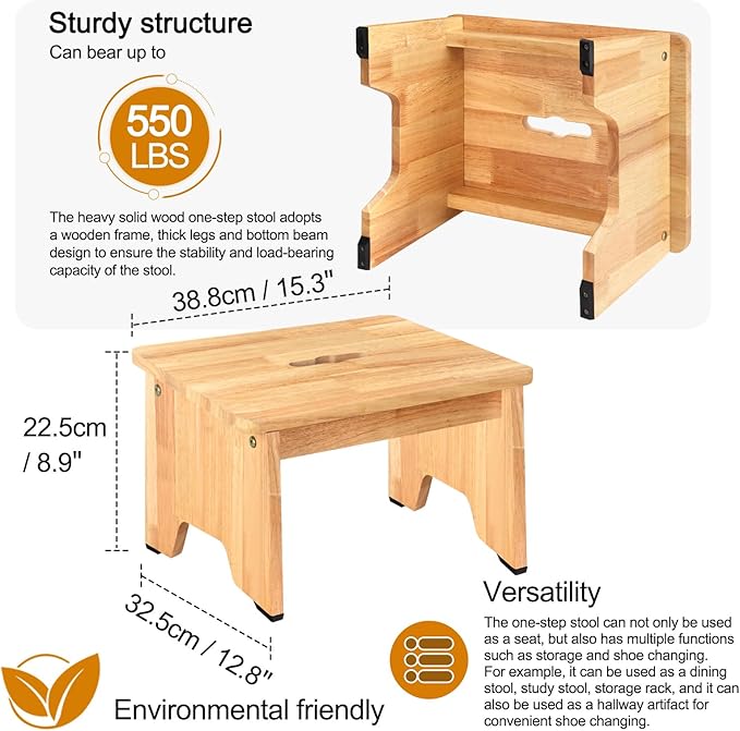 One Step Stool for Adults Seniors, Bed Steps for High Beds, Bedside Support - Image 2
