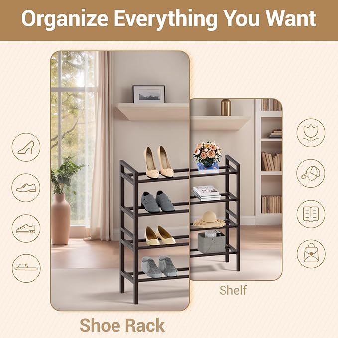 Haddockway Bamboo Shoe Rack for Closet, Free Standing Shoe Organizer - Image 5