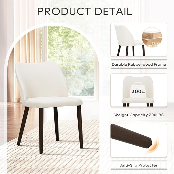 COLAMY Upholstered Dining Chairs Set of 4, Modern Fabric Dining Room Kitchen - Image 4
