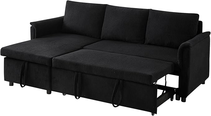 Ball & Cast L-Shape Reversible Sectional Sleeper Sofa Bed 4 in 1 Pull Out Couch - Image 9