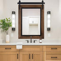 YOSHOOT Farmhouse Barn Door Mirror, Wood Frame Wall Mirror, Wooden Mirror by YOSHOOT