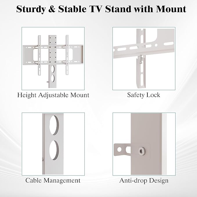 63" W TV Stand with Mount for 55, Entertainment Center with Power Outlet and - Image 5