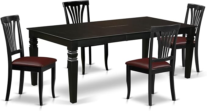 East West Furniture LGAV5-BLK-LC 5 Piece Dinette Set Includes a Rectangle by EastWestFurniture
