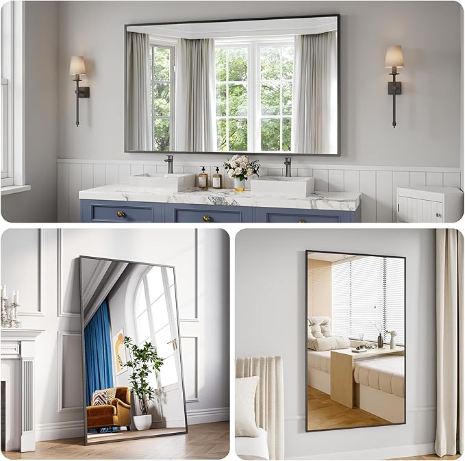 Bathroom Mirror 36x60 Black Bathroom Wall-Mounted Mirrors, Modern Vanity Mirror - Image 3