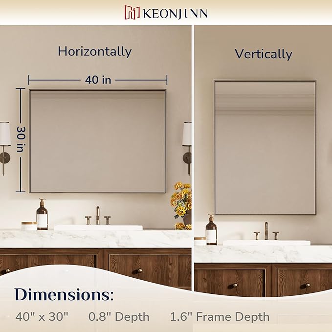 Keonjinn 40 x 30 Inch Brushed Bronze Mirror - Image 7