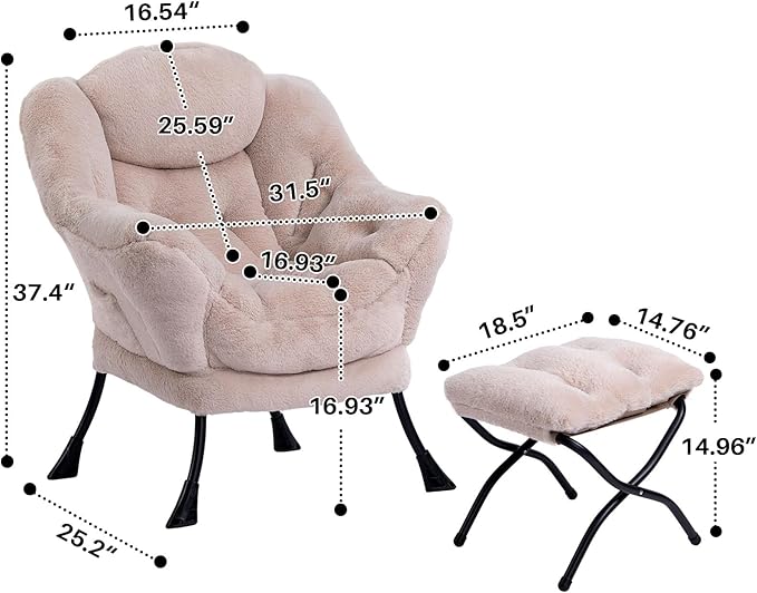 HollyHOME Fabric Lazy Chair - Image 3