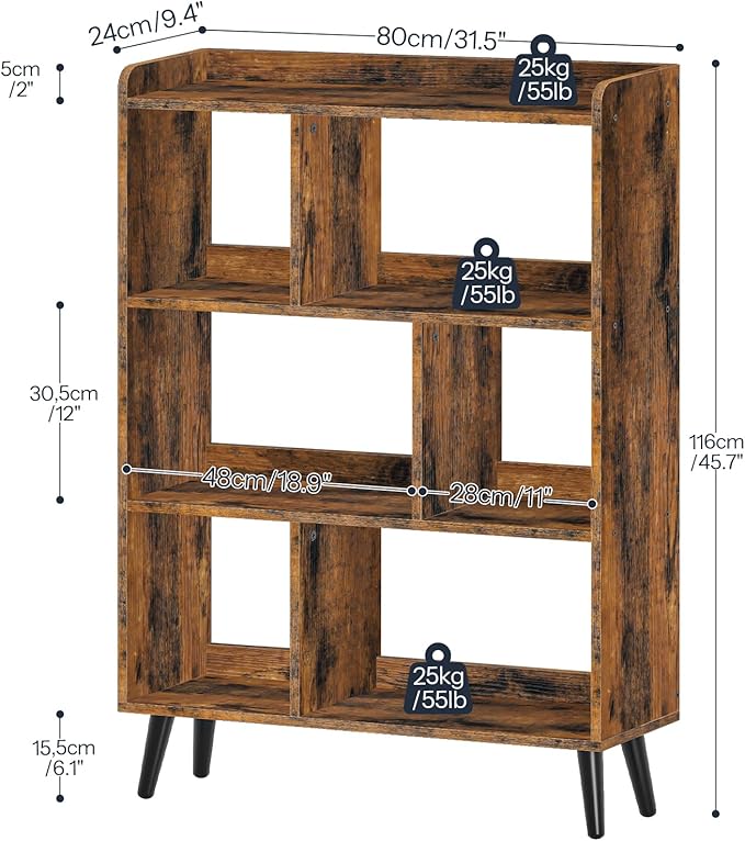 HOOBRO 6 Cube Bookshelf, 4 Tier Bookcase - Image 3