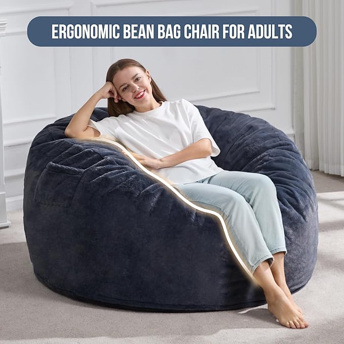 Hobestluk 4ft Bean Bag Chairs for Adults Large Beanbag Chair - Image 3