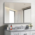 30x40In Silver Bathroom Mirror for Wall, Brushed Nickel Rectangle Mirrors by Welcometocofeny