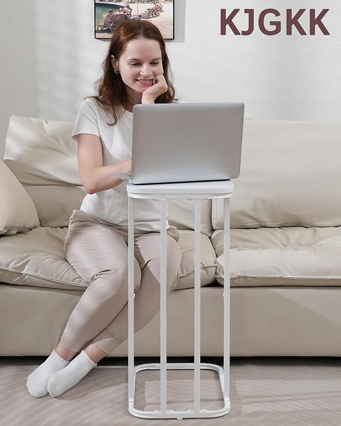 C Shaped End Table, 27 Inches High Small Side Table - Image 2