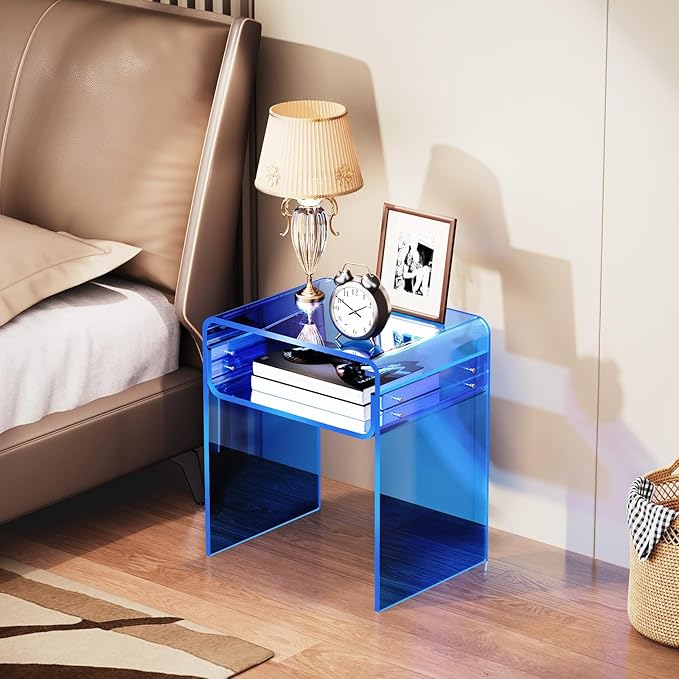 Clear Acrylic End Table 2-Tier Bedside nightstand - Image 6