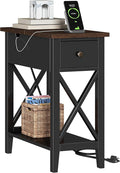 ChooChoo End Table with Charging Station, Accent Small Side Table Nightstand by ChooChoo