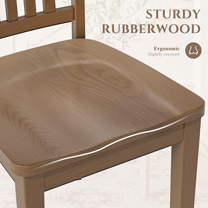 COLAMY Wooden Dining Chairs Set of 4, Solid Rubberwood Kitchen & Dining Room - Image 5