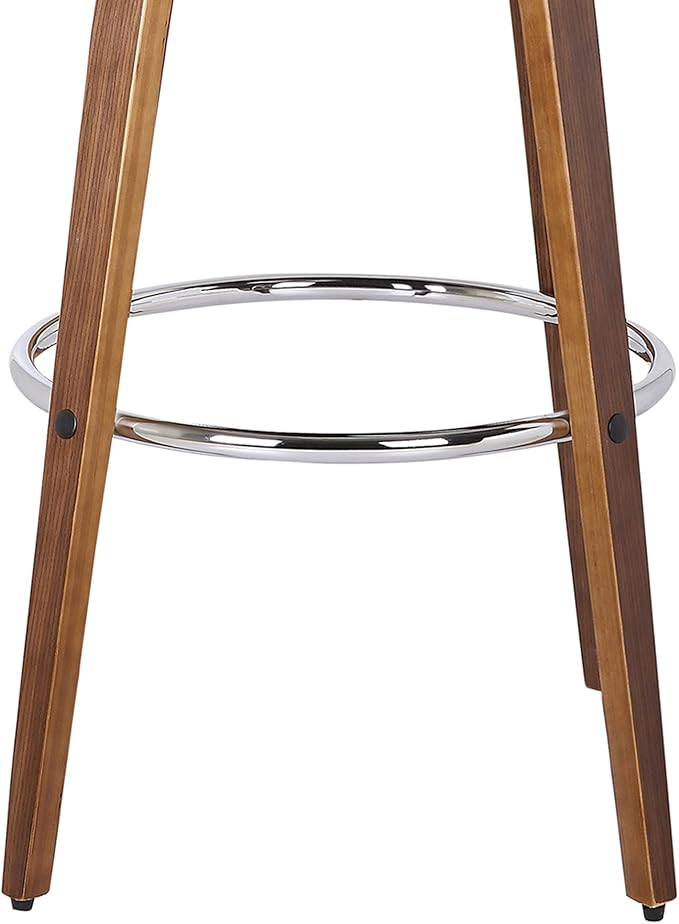 Armen Living Sonia 26" Counter Height Swivel Brown Faux Leather and Walnut Wood - Image 8