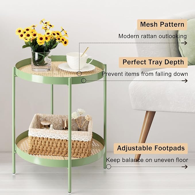 TeoKJ All Metal Side Table, 2 Tier Anti Rust End Table - Image 5