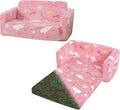 Foldable Kids Sofa Extra Wide for 2 Seats, Soft Kids Fold Out Couch Glow in The by Dormlony