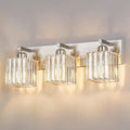 Modern Vanity Light 3-Lights Brushed Nickel Vanity Light Crystal Bathroom Wall by FDPBY