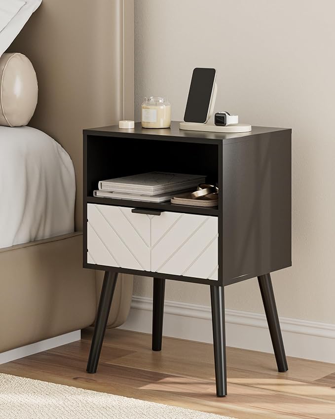 Nightstand, Bedside Table with Gold Frame, Modern Bedside Furniture, End Table - Image 7